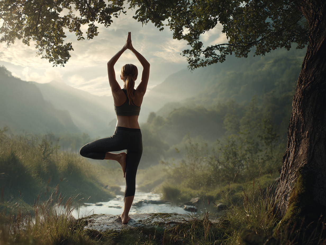 Jóga pozíció természetes fényben